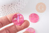 Pendentif rond nacre rose fuchsia irisé 25mm, x10 (G3975)