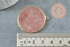 Pendentif rond quartz fraise, pendentif rose,quartz naturelle,32mm, x1 G3134