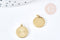 Pendentif rond soleil acier inoxydable 316L doré IP 14mm, x1 (G8741)