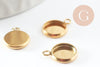 Pendentif rond support cabochon acier 304 inoxydable doré ip 8mm, x2 (G4222)