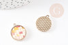 Pendentif rond textile tissé multicolore et support doré, un pendentif pour création de bijoux coloré, x2 G5675