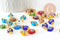 Pendentif rond verre oeil protecteur multicolore support zamac doré 9mm, x10 (G9715)