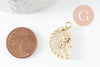 Pendentif rotatif fleurs doré zamac dore 25mm, x2 (G3317)