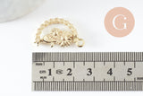 Pendentif rotatif fleurs doré zamac dore 25mm, x2 (G3317)