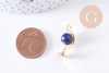 Pendentif rotatif globe terrestre monde émail bleu zamac doré 22mm, x1 (G4365)