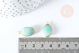 Pendentif scarabée amazonite naturelle argent 925 doré 18K 19mm, x1, G7725