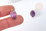 Pendentif scarabée améthyste naturelle argent 925 doré 18K 20mm,pendentif pierre chance, x1 (G7724)