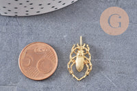 Pendentif scarabée laiton brut breloque laiton brut 24mm, bijou laiton insecte, création bijoux,pendentif laiton brut, x2 (G7435)