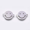 Pendentif smiley acier 201 inoxydable doré ou platine 12.5mm, x1 (G5687)