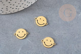 Pendentif smiley acier 201 inoxydable doré ou platine 12.5mm, x1 (G5687)