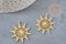 Pendentif soleil acier doré 33.5mm, breloque acier inoxydable doré, pendentif sans nickel, création bijoux, x1 G6141
