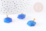 Pendentif soleil agate bleue support doré, pendentif pierre agate naturelle bleue, 23mm, x1 (G5522)