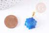 Pendentif soleil agate bleue support doré, pendentif pierre agate naturelle bleue, 23mm, x1 (G5522)