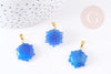 Pendentif soleil agate bleue support doré, pendentif pierre agate naturelle bleue, 23mm, x1 (G5522)