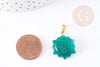 Pendentif soleil agate verte support doré, pendentif pierre agate naturelle verte, 23mm, x1, G5523