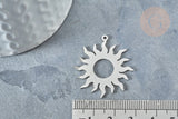Pendentif soleil argenté acier inoxydable 32.5mm,création bijoux acier inoxydable platine, x1 G7611