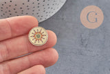 Pendentif soleil doré 18K et zircon coloré,pendentif soleil doré horoscope,porte-bonheur,laiton doré,18mm, x1 (G4061)