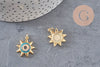Pendentif soleil oeil cristal zircon émail bleu 21.5mm, x1 (G3555)