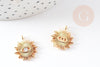 Pendentif soleil zamac doré 18k zircon 16.5mm, x1 (G10546)