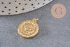 Pendentif soleil zodiaque doré 18K,pendentif doré horoscope,porte-bonheur,laiton doré, Pendentif soleil,21mm, x1 (G3165)