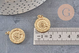 Pendentif soleil zodiaque doré 18K,pendentif doré horoscope,porte-bonheur,laiton doré, Pendentif soleil,21mm, x1 (G3165)