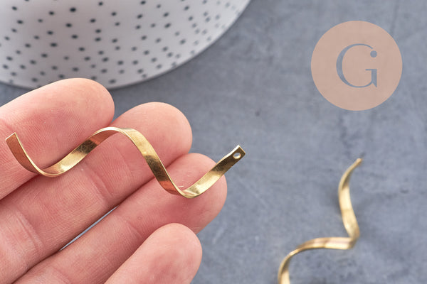 Pendentif spirale laiton brut spirale 55mm, breloques laiton brut sans nickel pour creation pendentif bijoux géométrique, x2 (G4687)