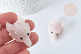 Pendentif tête de loup quartz rose 37-42 mm, pierre naturelle, x1 (G7557)