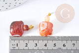 Pendentif tortue agate naturelle orange support doré 21mm, x1, G8636