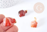 Pendentif tortue agate naturelle orange support doré 21mm, x1, G8636