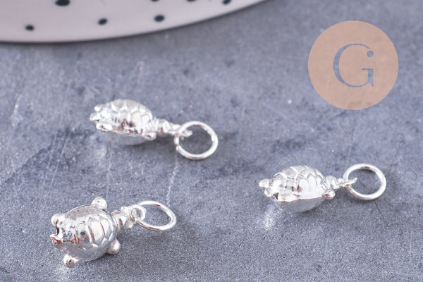 Pendentif tortue argent massif 925 12.5mm, x1 (G10701)