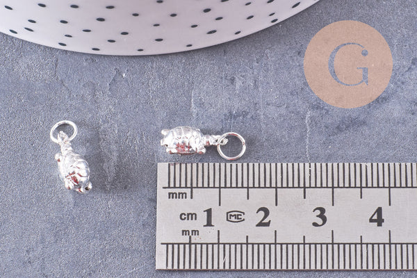 Pendentif tortue argent massif 925 12.5mm, x1 (G10701)