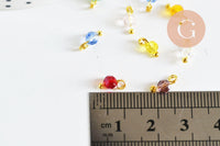 Pendentif toupie doré carats cristal multicolore transparent 9mm, pendentif doré cristal, X8 (G6223)