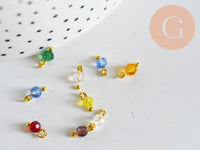 Pendentif toupie doré carats cristal multicolore transparent 9mm, pendentif doré cristal, X8 (G6223)