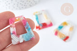 Pendentif trapèze acétate multicolore 29,5mm, création bijoux plastique,x 2 (G7582)
