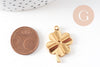 Pendentif trèfle 4 feuilles acier 304 inoxydable doré IP 25.5mm, x1 (G10807)