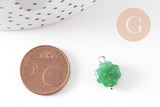 Pendentif trèfle 4 feuilles verre vert laiton 14.5mm, x1 (G10824)