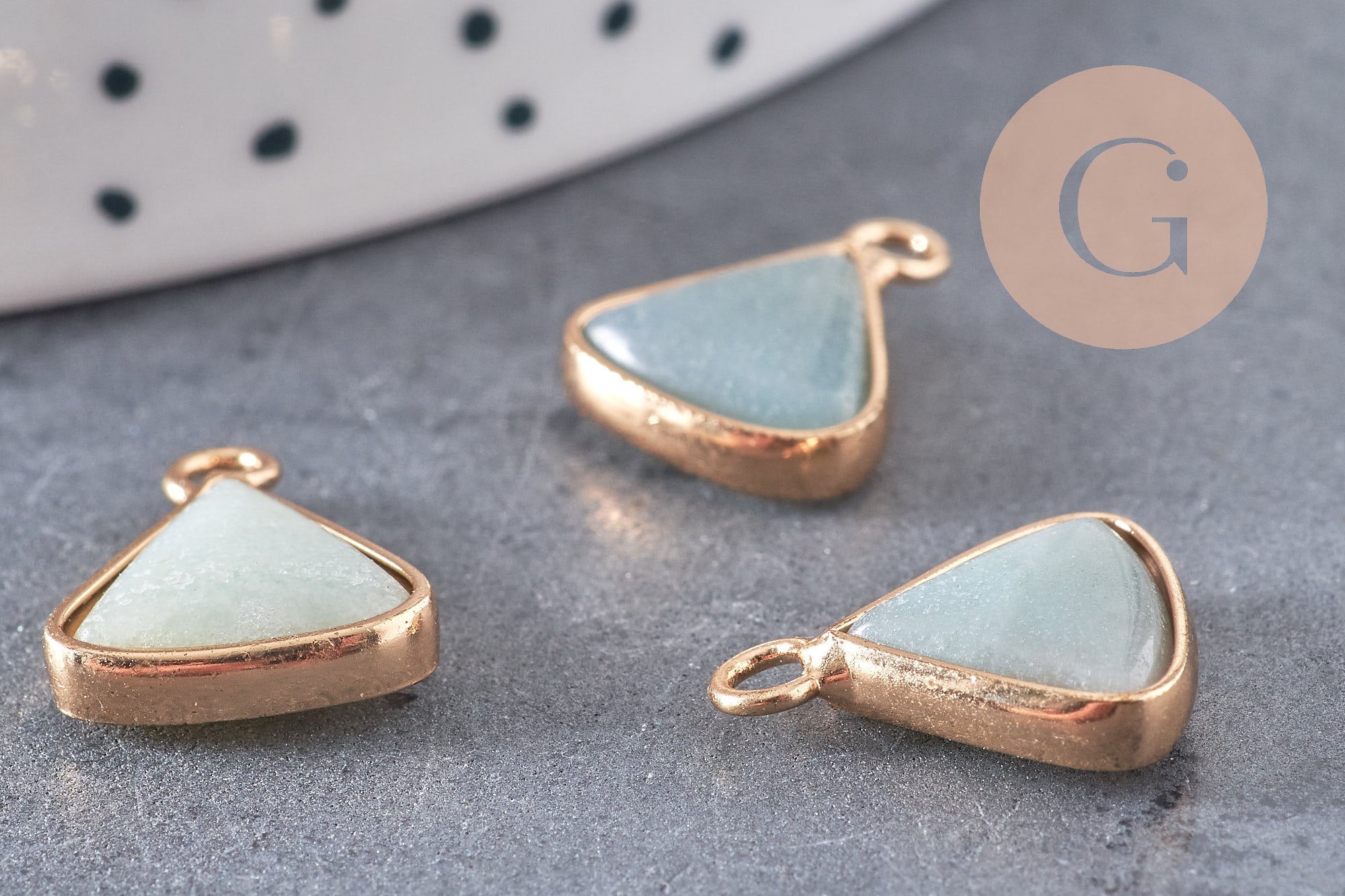 Pendentif triangle amazonite,pendentif bijoux, pendentif pierre,bracelet pierre,pierre naturelle, amazonite Naturelle,16mm, x1, G2112