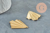 Pendentif triangle éventail plié laiton brut 35mm, apprêt doré, sans nickel, X2 (G0112)