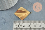 Pendentif triangle éventail plié laiton brut, apprêt doré, sans nickel, Pendentif doré,laiton brut,32mm, X2 (G0111)