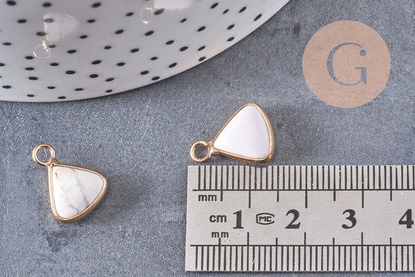 Pendentif triangle howlite,creation pendentif bijoux pierre naturelle, pendentif pierre howlite Naturel,16mm, x1 -G2095