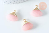 Pendentif triangle jade rose facettes 20mm,pendentif bijoux, pendentif pierre, jade naturel,jade bleu,pendentif jade, x1, G3065