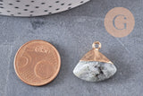 Pendentif triangle labradorite naturelle laiton doré 20mm, x1 (G2648)