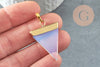 Pendentif triangle opalite blanche laiton doré 33mm, x1 (G5176)