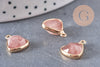 Pendentif triangle quartz fraise, pendentif pierre, support doré, création bijoux pierre naturelle, pierre naturelle, 19mm, x1, G5628