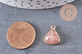 Pendentif triangle quartz fraise, pendentif pierre, support doré, création bijoux pierre naturelle, pierre naturelle, 19mm, x1, G5628