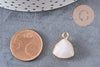 Pendentif triangle quartz rose naturel, pendentif pierre, support doré, création bijoux pierre naturelle, 19mm, x1 G5949