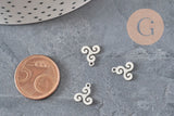 Pendentif triskel acier 304 inoxydable platine 10mm, x1 (G11377)-Breloques et pendentifs-Gingerlily Perles