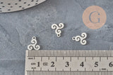 Pendentif triskel acier 304 inoxydable platine 10mm, x1 (G11377)-Breloques et pendentifs-Gingerlily Perles