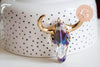 Pendentif verre tête de vache fer doré 40x60mm, x1 (G6384)
