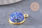 Pendentif visage de lune lapis lazuli naturel argent 925 doré 18K 19mm,pendentif amulette pierre naturelle x1 (G9876)